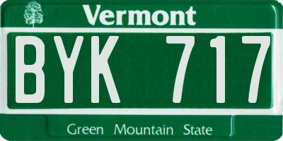 VT license plate BYK717