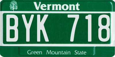VT license plate BYK718
