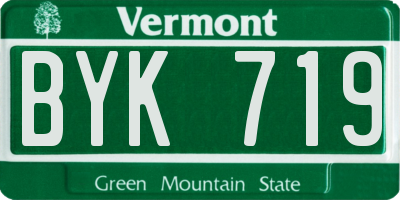 VT license plate BYK719