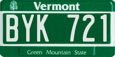 VT license plate BYK721