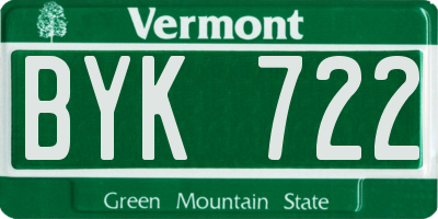 VT license plate BYK722