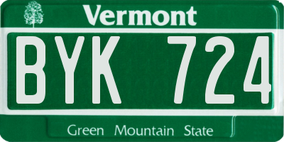 VT license plate BYK724