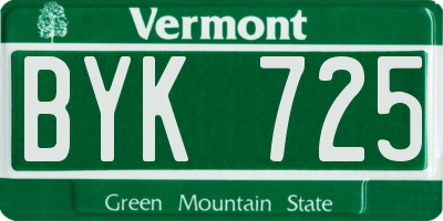 VT license plate BYK725