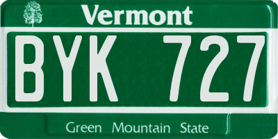 VT license plate BYK727