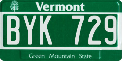 VT license plate BYK729