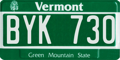 VT license plate BYK730