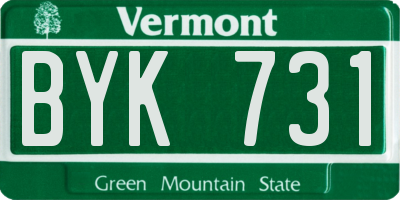 VT license plate BYK731