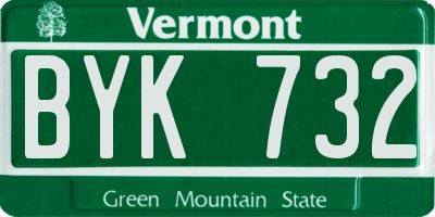 VT license plate BYK732