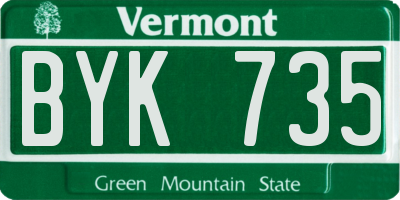 VT license plate BYK735