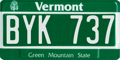 VT license plate BYK737