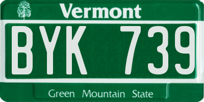VT license plate BYK739