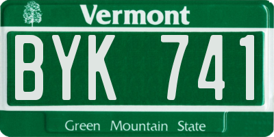 VT license plate BYK741