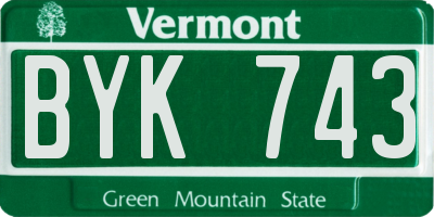 VT license plate BYK743