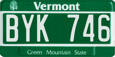 VT license plate BYK746