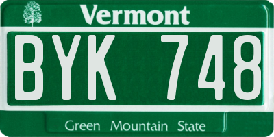 VT license plate BYK748