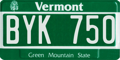 VT license plate BYK750