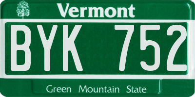 VT license plate BYK752