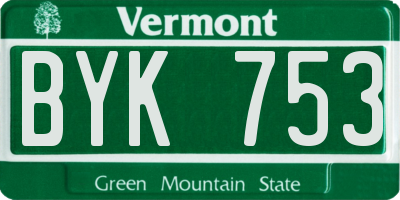VT license plate BYK753