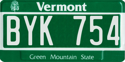 VT license plate BYK754