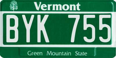 VT license plate BYK755