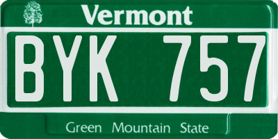 VT license plate BYK757