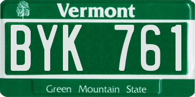 VT license plate BYK761