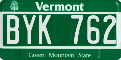 VT license plate BYK762