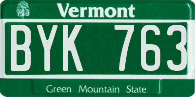 VT license plate BYK763