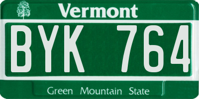 VT license plate BYK764