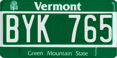 VT license plate BYK765