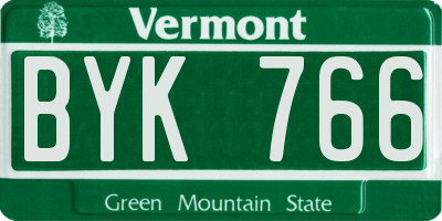 VT license plate BYK766