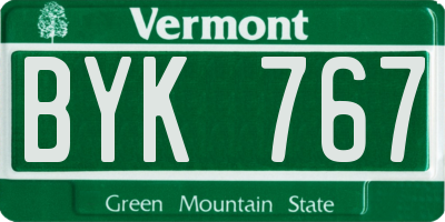 VT license plate BYK767