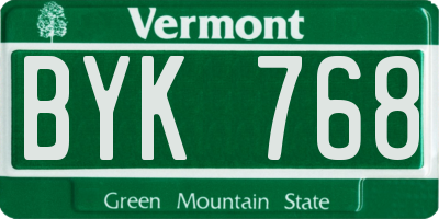 VT license plate BYK768