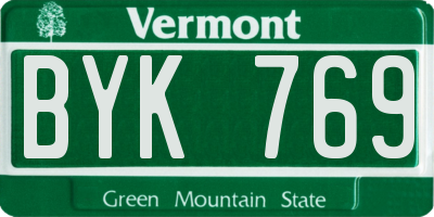 VT license plate BYK769