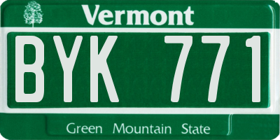 VT license plate BYK771