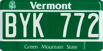 VT license plate BYK772