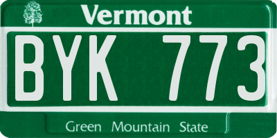 VT license plate BYK773