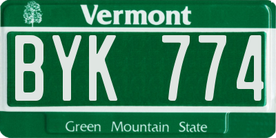 VT license plate BYK774
