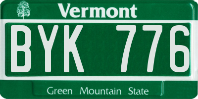 VT license plate BYK776