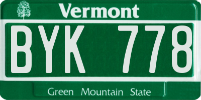 VT license plate BYK778