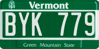 VT license plate BYK779