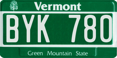 VT license plate BYK780