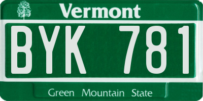 VT license plate BYK781