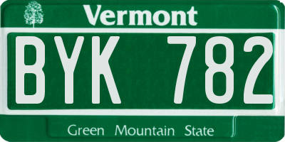 VT license plate BYK782