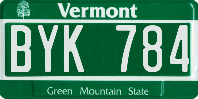 VT license plate BYK784