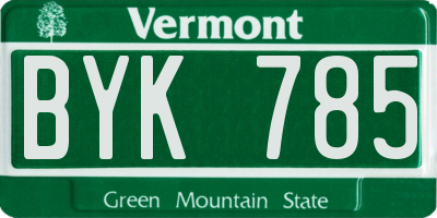 VT license plate BYK785