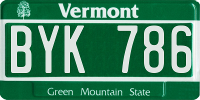 VT license plate BYK786