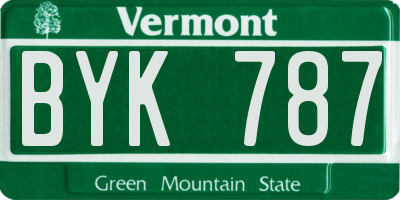 VT license plate BYK787