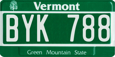 VT license plate BYK788