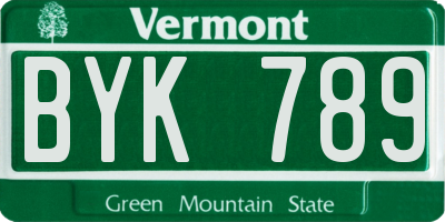VT license plate BYK789